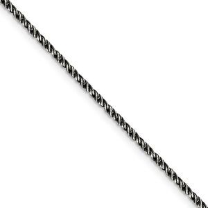 1.7mm Sterling Silver Black Plated Twisted Wheat Chain Necklace, 20 In